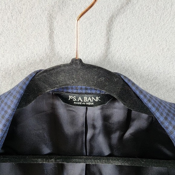 Jos. A. Bank Sport Coat Mens 42R Blue Check Silk Wool 2 Button Blazer Jacket - Picture 7 of 9